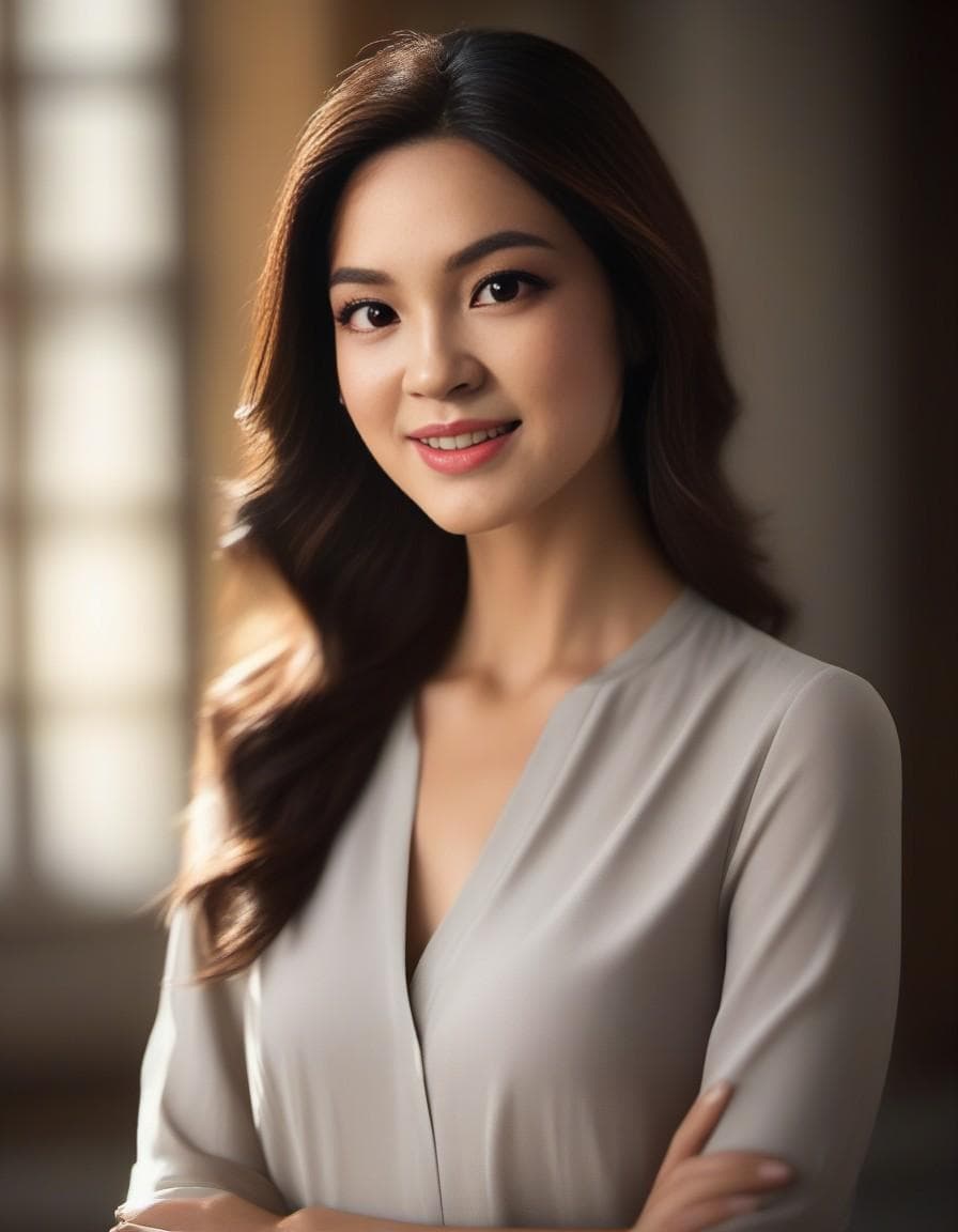 AI generated: A 35 yo latin woman in a delightful afternoon. This portrait is the best representation of female be...