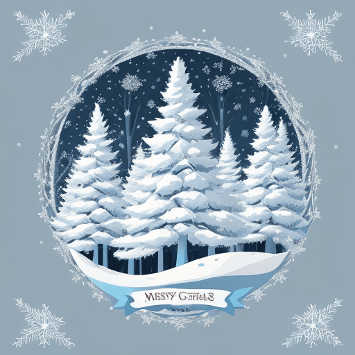 AI generated: Stylish Christmas card with snow-covered spruce trees on a blue background vector illustration desig...