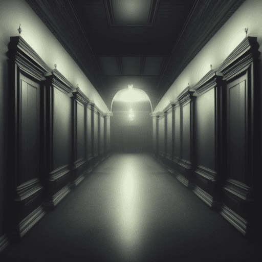 AI generated: a creepy hall in the night, hyperrealistic