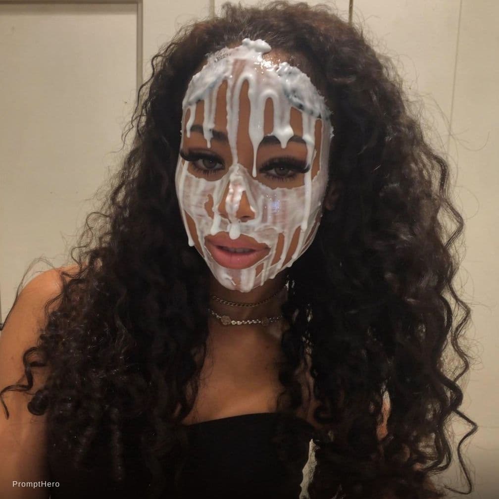 AI generated: white liquid on face dripping