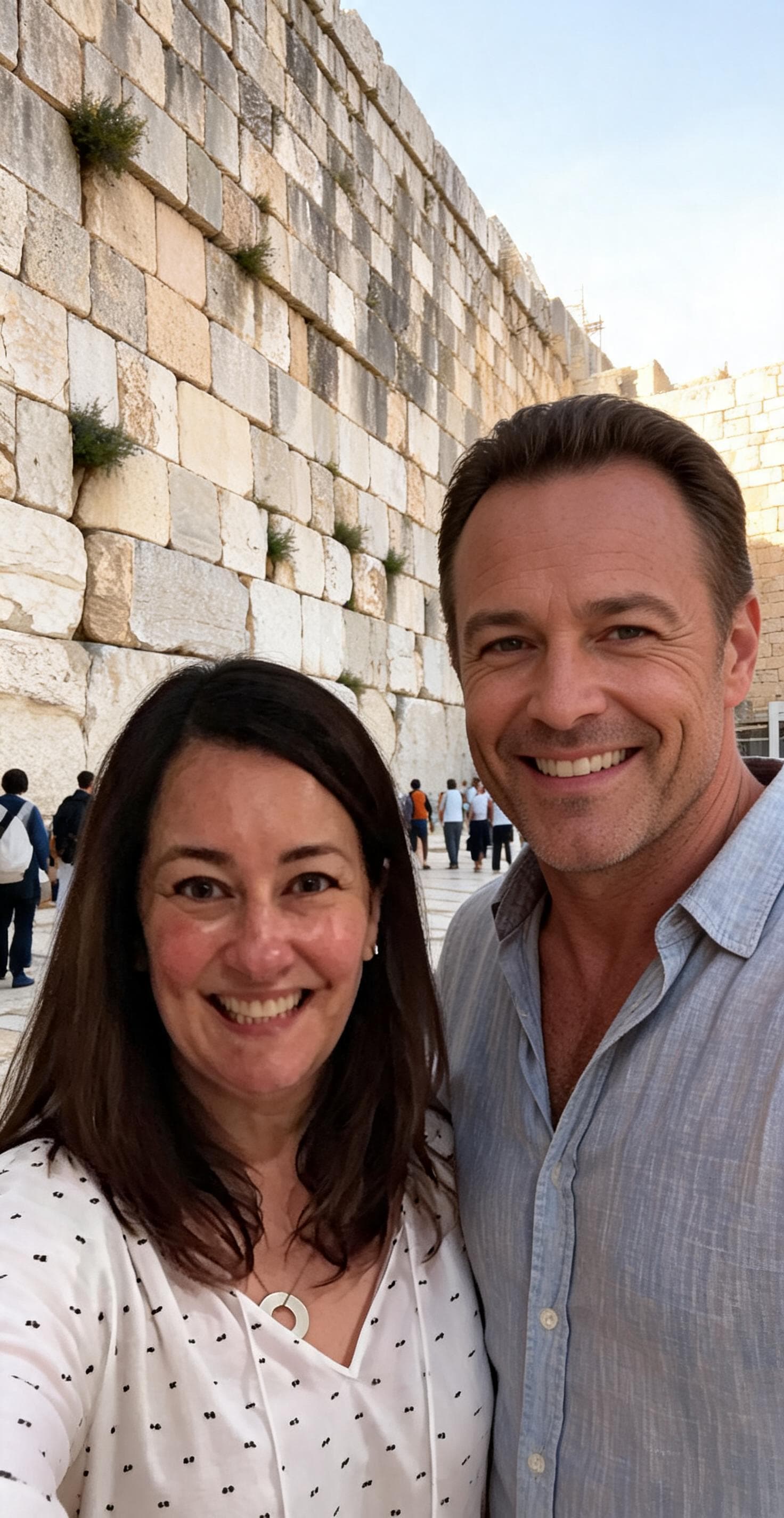 AI generated: Selfie with Vince Vaughn at wailing wall in jerusalem