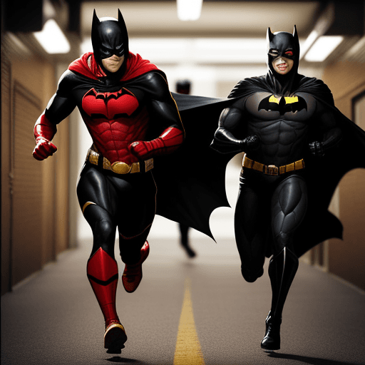 AI generated: We are see two black African British crime fighting superheroes... both in batman type  suits. Both ...