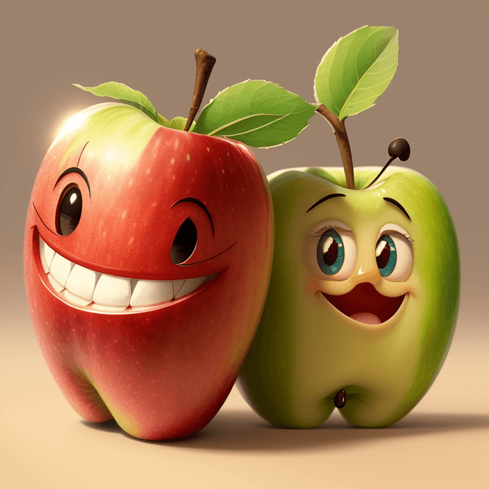 AI generated: A happy cartoon apple fruit, Pixar Style, perfect composition, 8k artistic photography, photorealist...