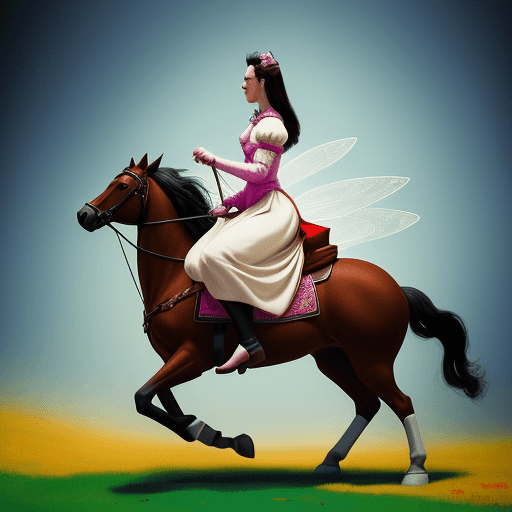 AI generated: Couple riding on a horse in a style of Wassily Kandinsky, realistic like in old Russian fairy tails,...