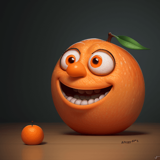AI generated: A happy cartoon orange fruit , Pixar Style, perfect composition, 8k artistic photography, photoreali...