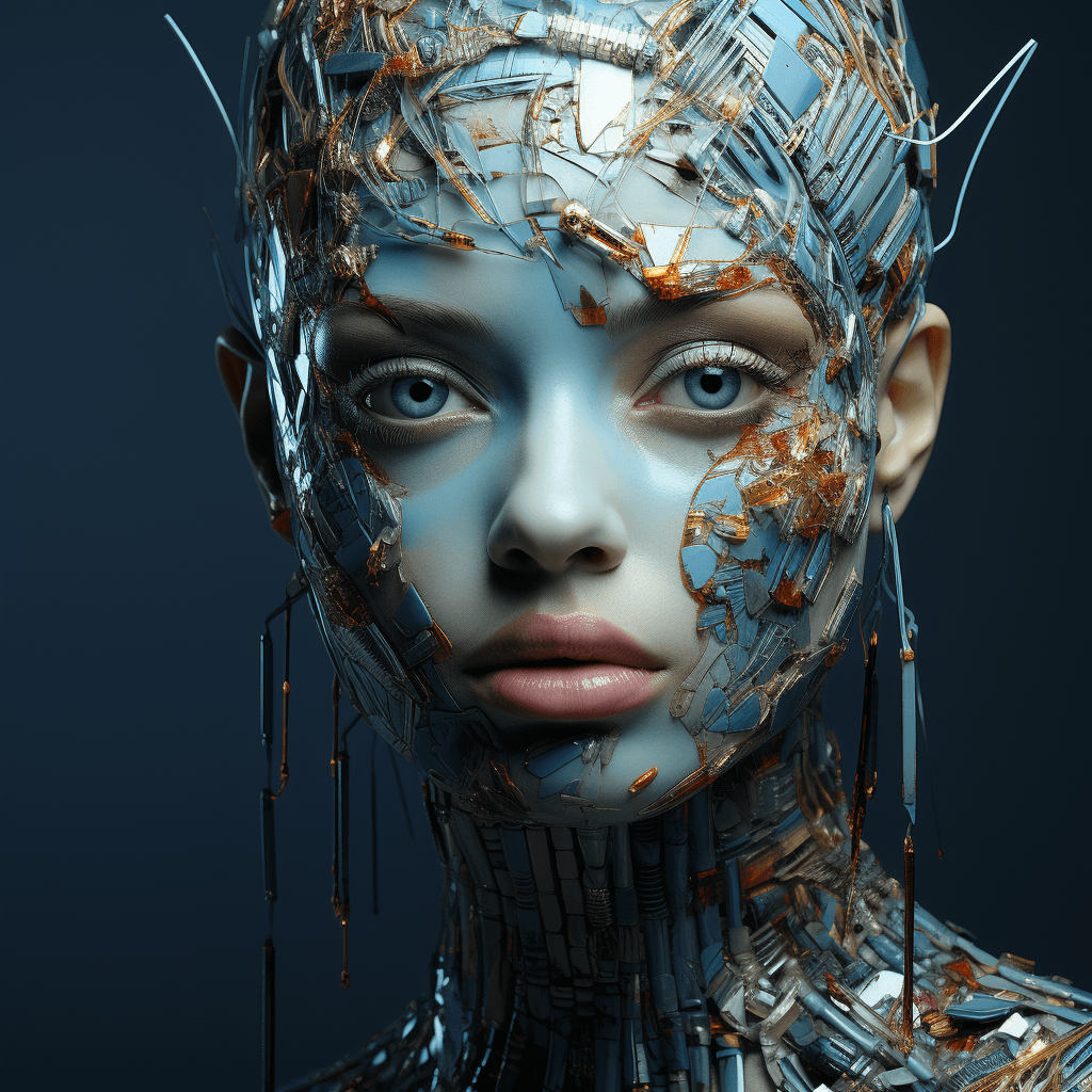 AI generated: "Embark on a visual journey where beauty rebels against convention, presenting not just a face, but ...