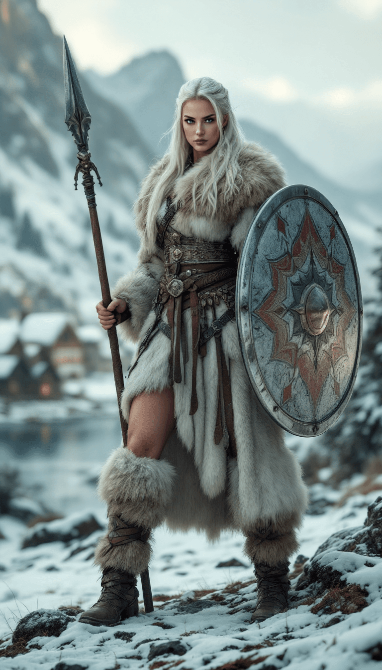 AI generated: Create a highly photorealistic full body, imposing stance. She is the queen warrior, fierce and gorg...