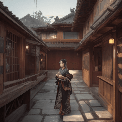 AI generated: realistic , cinematic , 8k , high Quality , chines teahouse , asian , national dress , ar16:9 