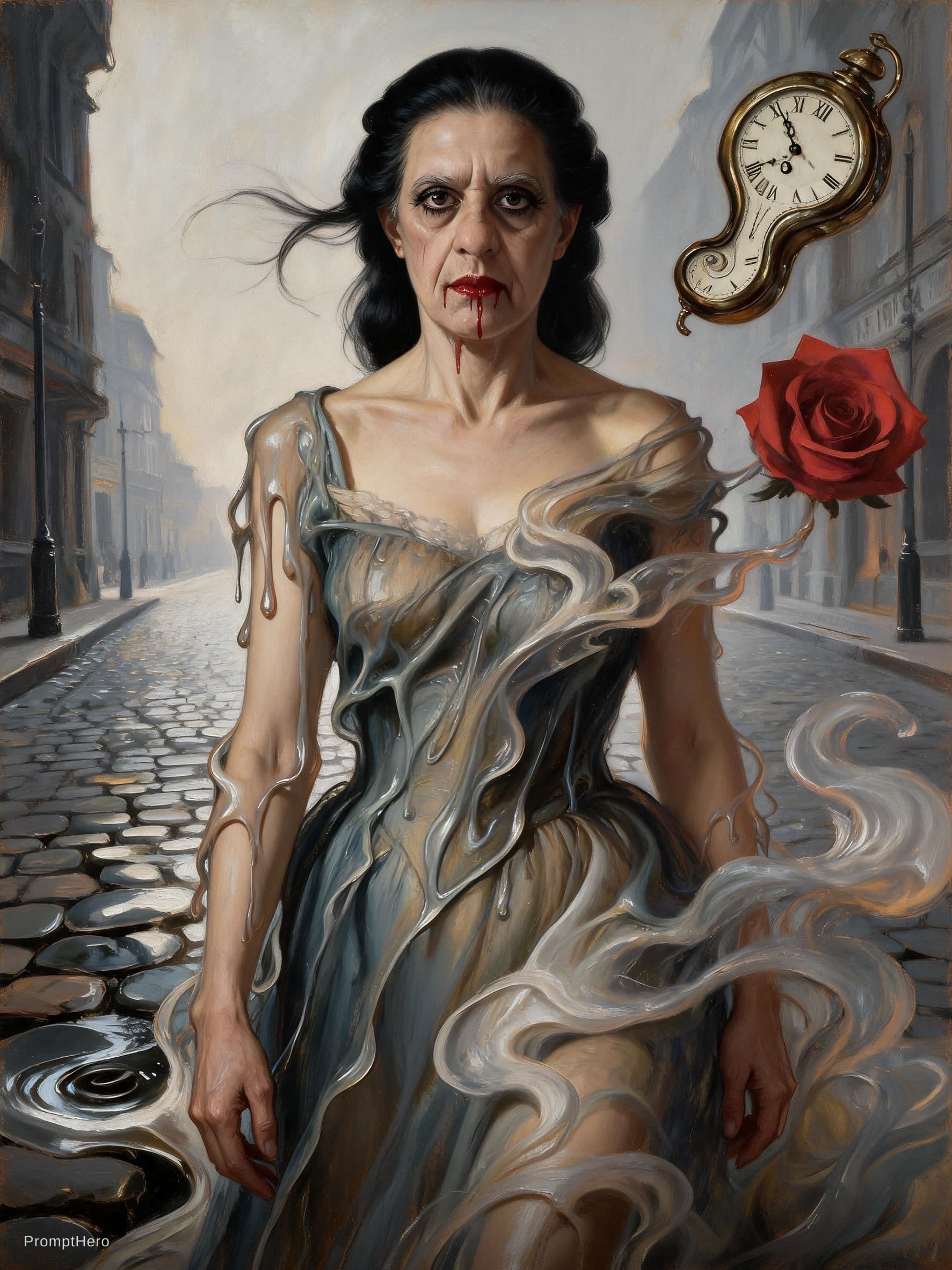 AI generated: Abstract Full-Body Portrait of a Prostitute – Salvador Dalí (Late-Life Style, Singular Focus & Pure ...