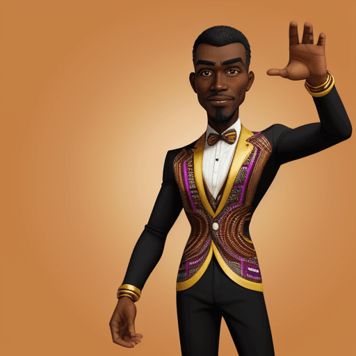 AI generated: A CARTOONED 2D IMAGE OF AN HANDSOME BLACK AMERICAN MAN IN HIS 50YEARS OLD, DRESSED IN A LUXURY COLOU...
