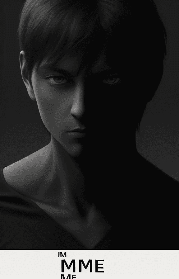AI generated: book cover design, plain, black, written "I M ME", 2k, 4k, 8k