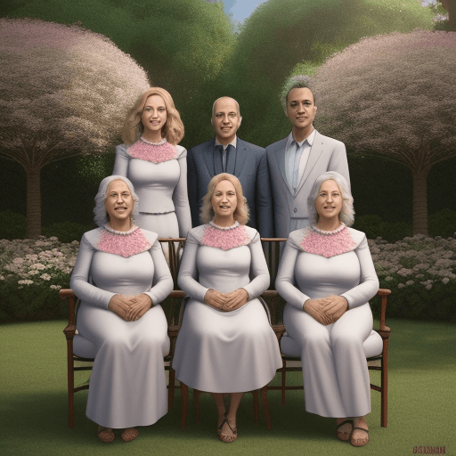 AI generated: Photo of a ultra realistic família feliz em um jardim de flores