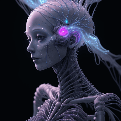 AI generated: cinematic close-up photo of an ethereal neural network organism, divine skin woman, anatomical face,...