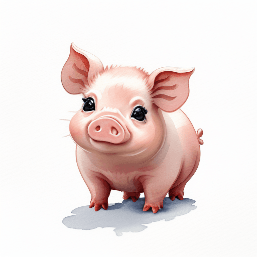 AI generated: cute playful baby piggy in watercolor painting, cinematic, illustration