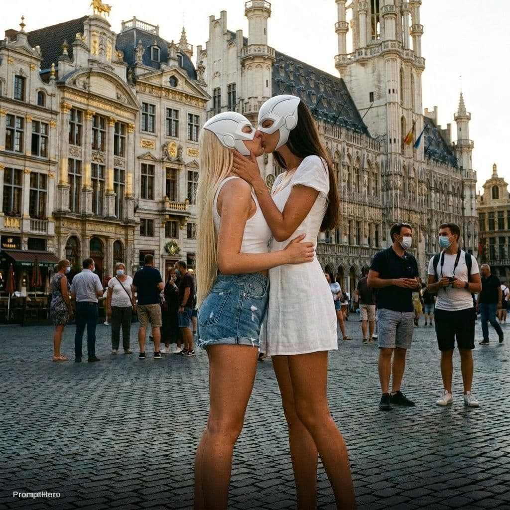 AI generated: put whitesuperhero mask on our face