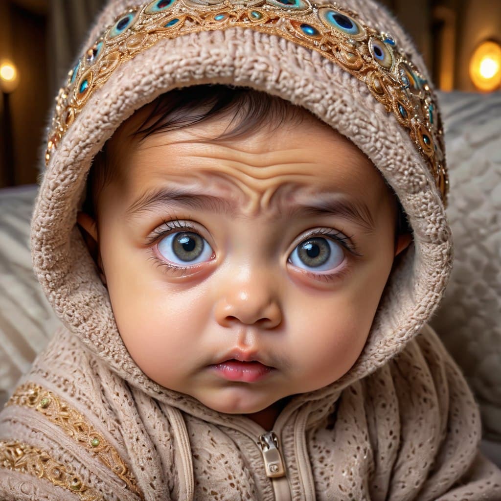 AI generated: baby, cute, HD, colorful, digital portrait, dynamic lighting, intricate, ultra detailed huge eyes, b...