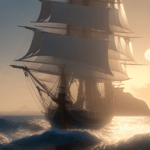 AI generated: Photo of a ultra realistic sailing ship, dramatic light, pale sunrise, cinematic lighting, battered,...