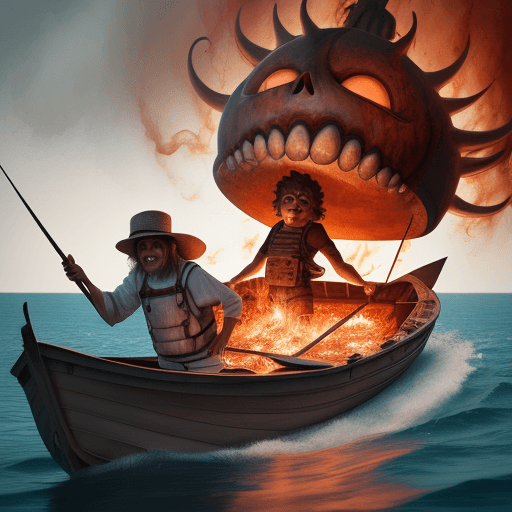 AI generated: A roase in boat flating in hell