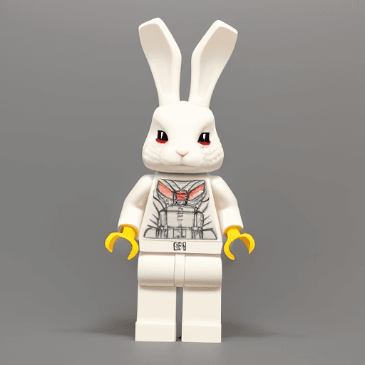 AI generated: rabbit all parts will be created by lego full body