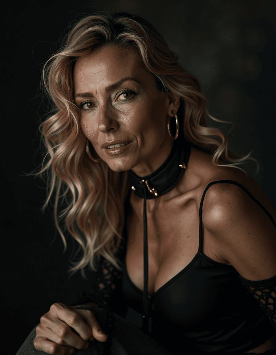 AI generated: GozdeSeker, a 55 years old mature americain woman with Celtic features with olive skin and blond, wa...