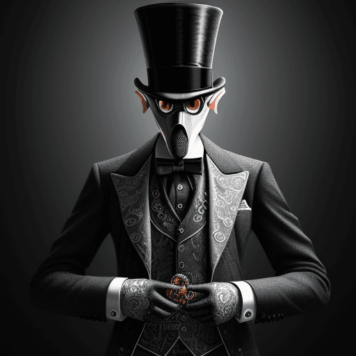 AI generated: A male squid in a suit with top hat and pistols in its tentacles hdr,(intricate details, hyperdetail...