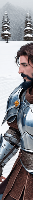 AI generated: Full male body, resting in the snow, male human, Sturm from Dragonlance, human knight, honorable, ta...