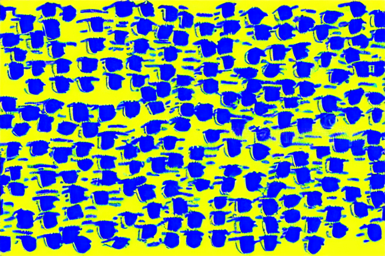AI generated: 100 elves writing on computers illustration blue and yellow