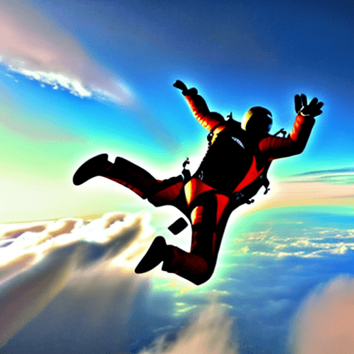 AI generated: Skydiver falling through the clouds