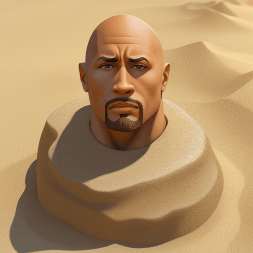 AI generated: ( made of sand dwayne johnson ) 
