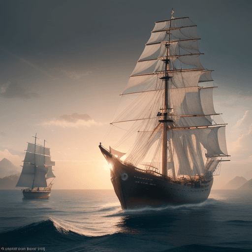 AI generated: Photo of a ultra realistic sailing ship, dramatic light, pale sunrise, cinematic lighting, battered,...