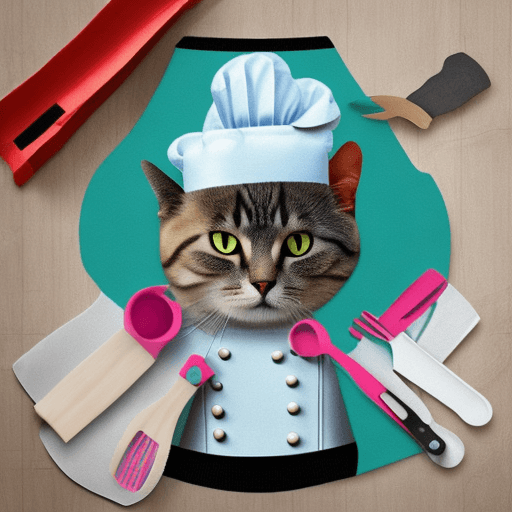 AI generated: Cat dress up in chef with cooking tools