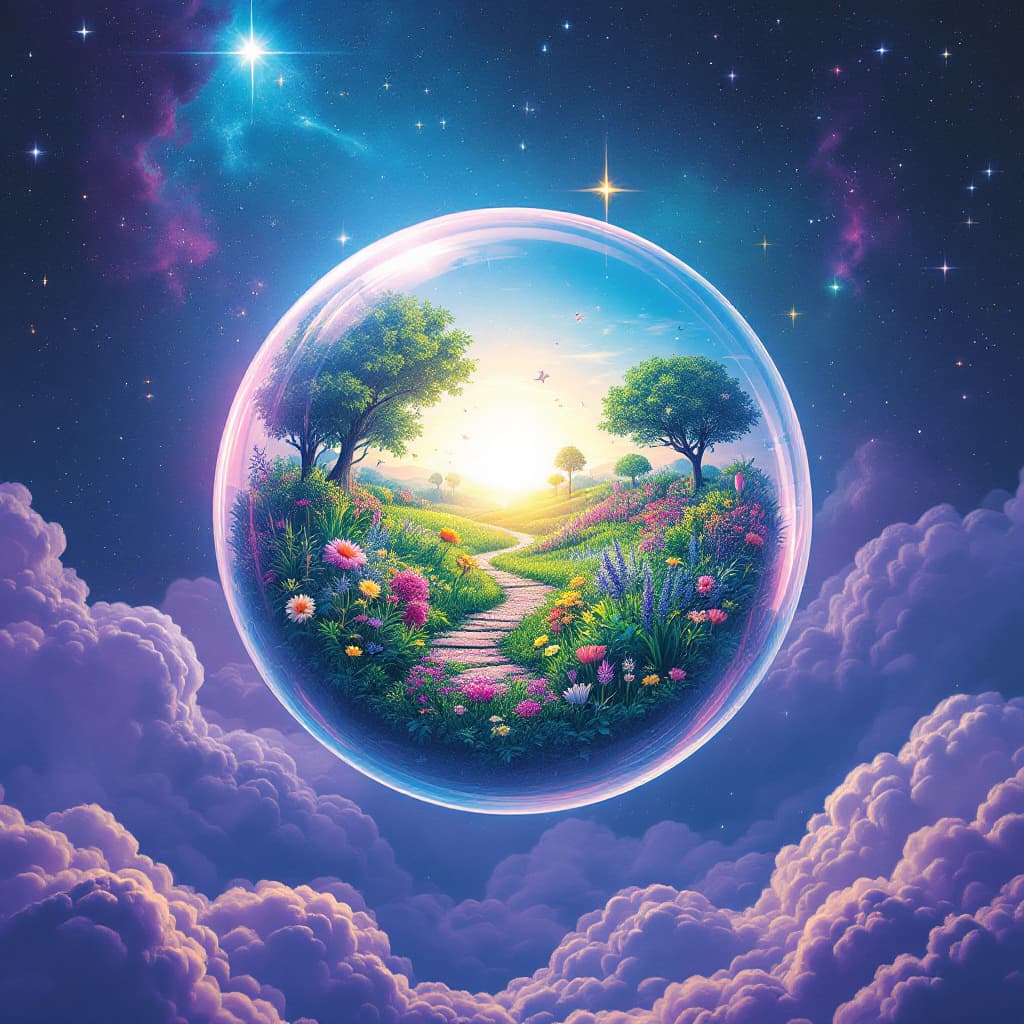 AI generated: An illustration of an album cover for the music group Pet Shop Boys, featuring a heavenly garden enc...
