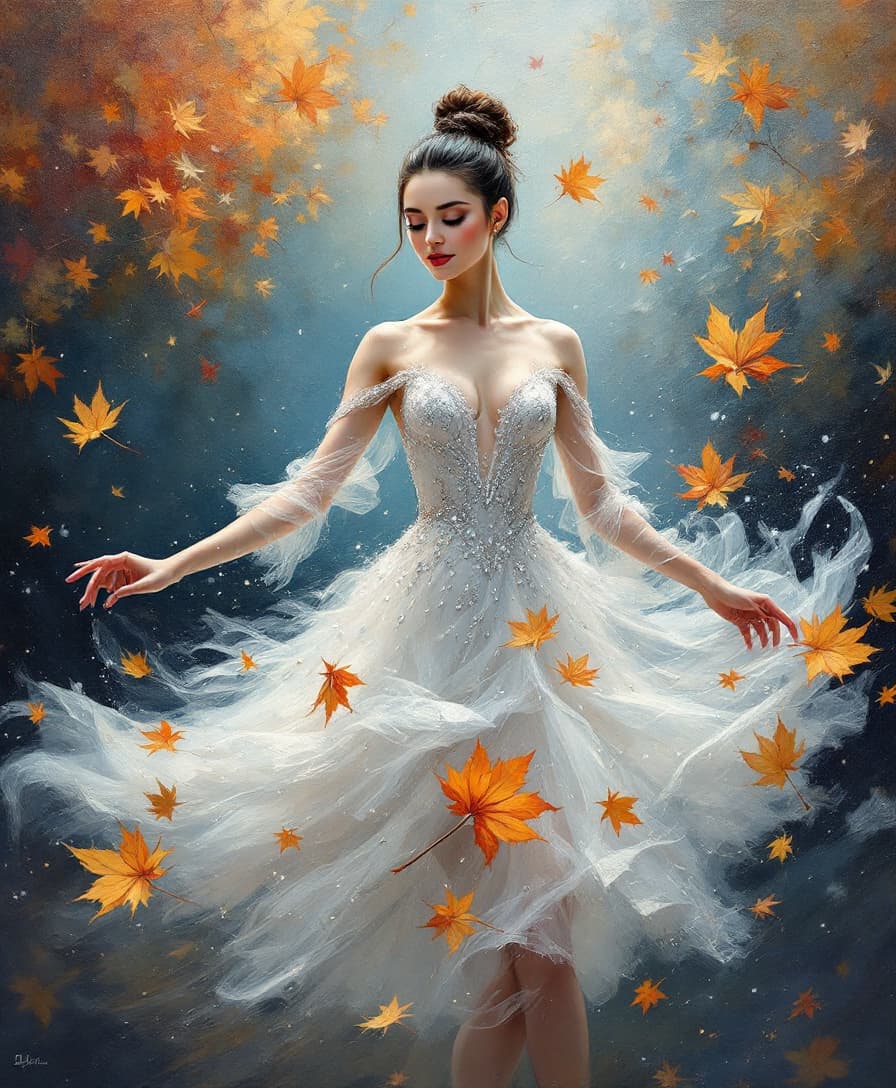 AI generated: A mesmerizing impasto oil painting in the style of Monet, portraying a graceful ballerina with a vio...