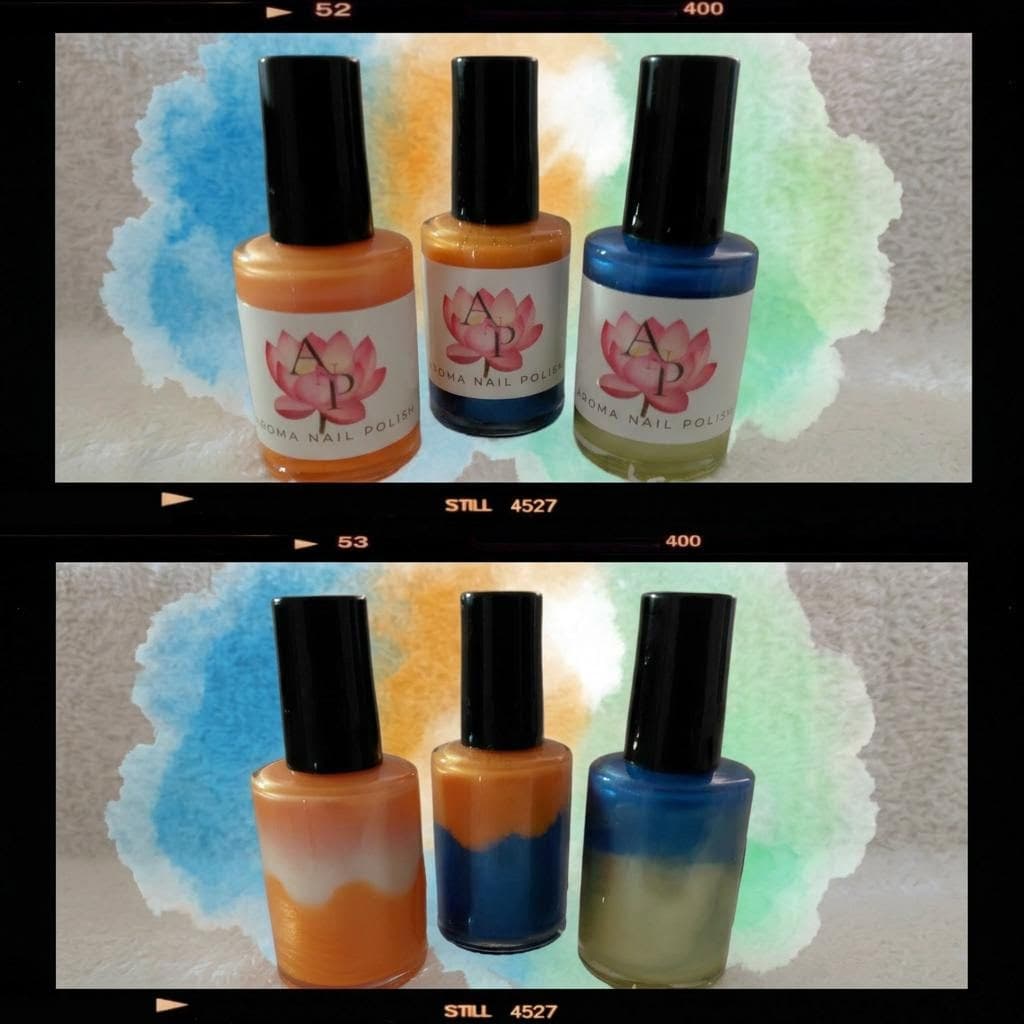 AI generated: Can you give me a blue orange, white  light green splash background