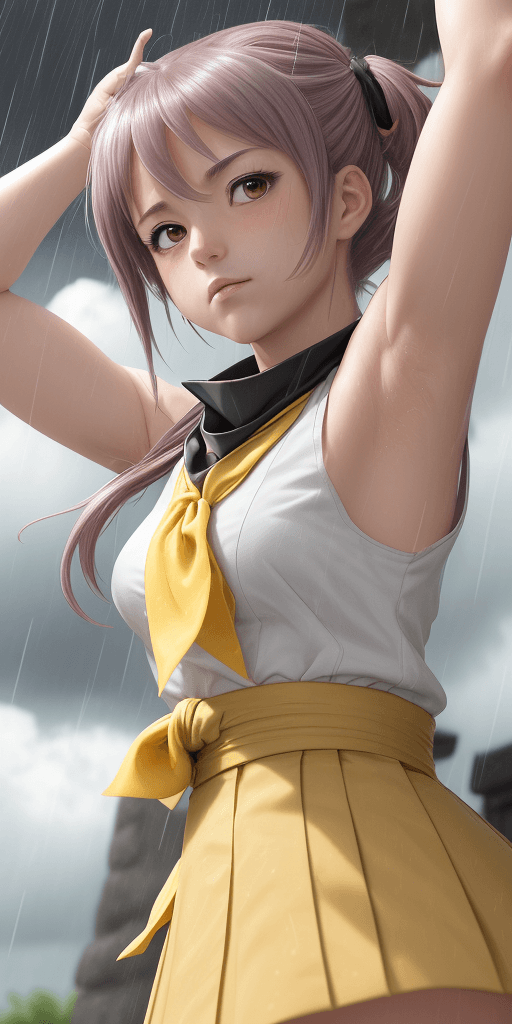 AI generated: masterpiece, best quality,, sakura bakushin o (umamusume),,  (close-up:1.2), rain, cloud, cloudy, sh...