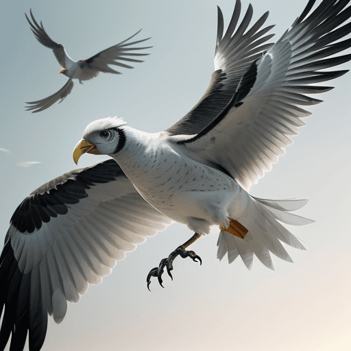 AI generated: Imagine and generate a high-resolution close-up portrait of a majestic bird in flight. Focus on ultr...