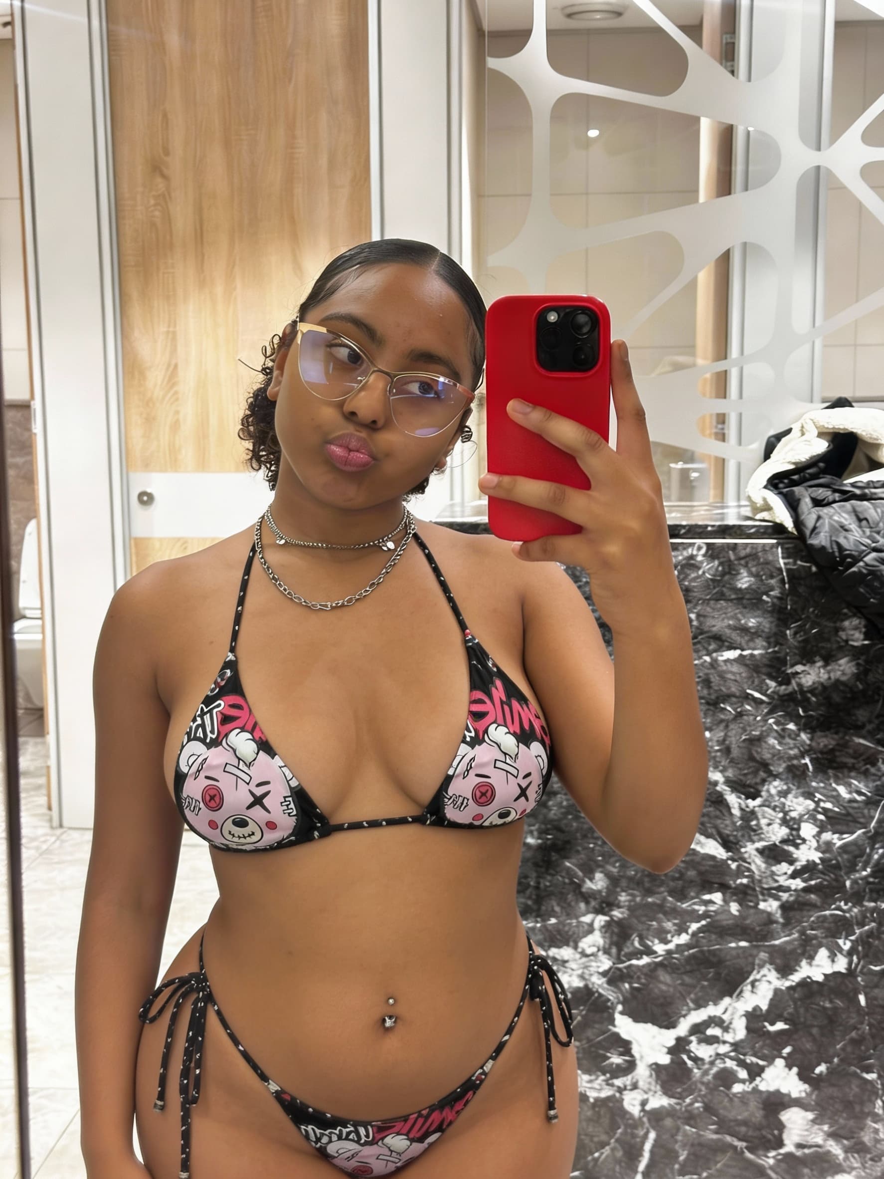 AI generated: Belly piercing,bikini