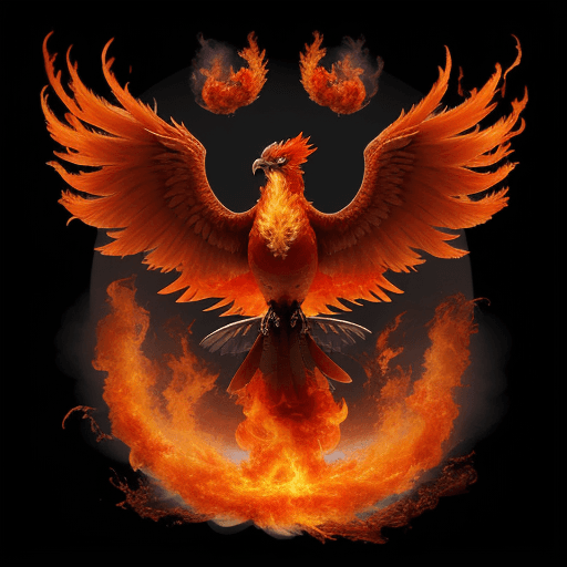 AI generated: phoenix bird with flaming wings::3 prokaryotic::1 nuclear::1 DSLR::1 vermillion::1 dof --ar 9:16 --v...