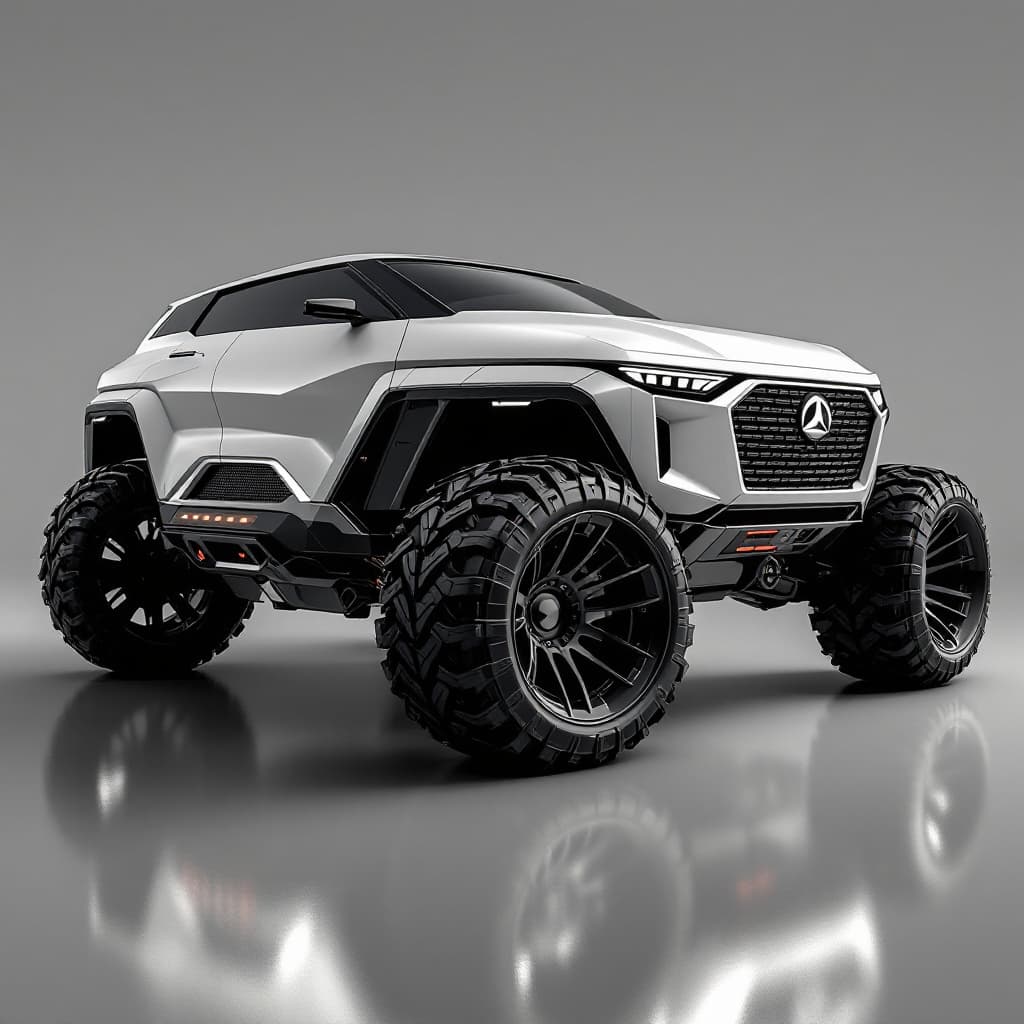AI generated: a concept suv with 42 inch wheels with 360 view