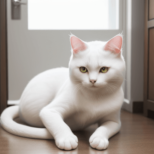 AI generated: an anime photo for a white cute cat