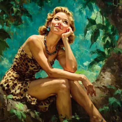 AI generated video: In slow motion a happy woman talks