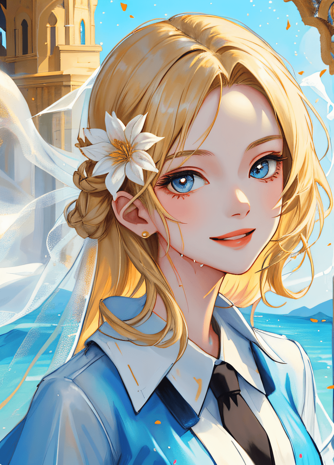 AI generated: 1girl,harem outfit,portrait,detailed face,masterpiece, high quality,light particle,sunlight, looking...
