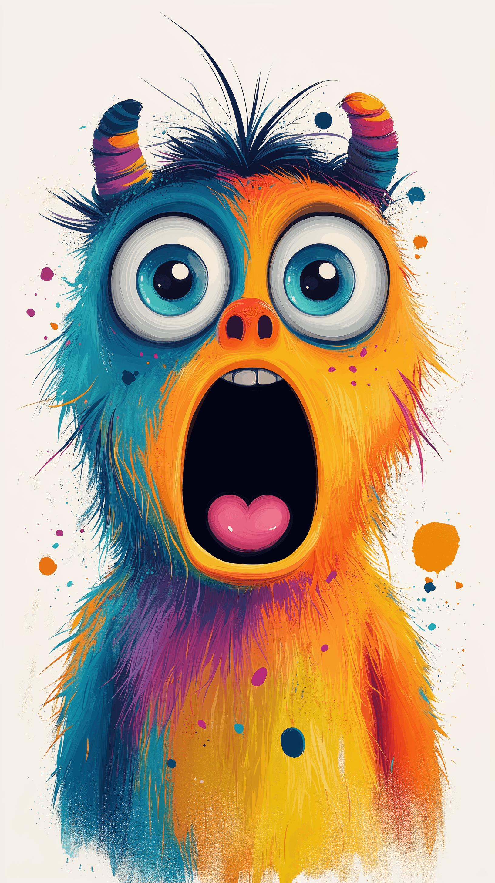AI generated: illustration art, flat vector, dollish monster character, surprised look, harmonious vibrant colors,...