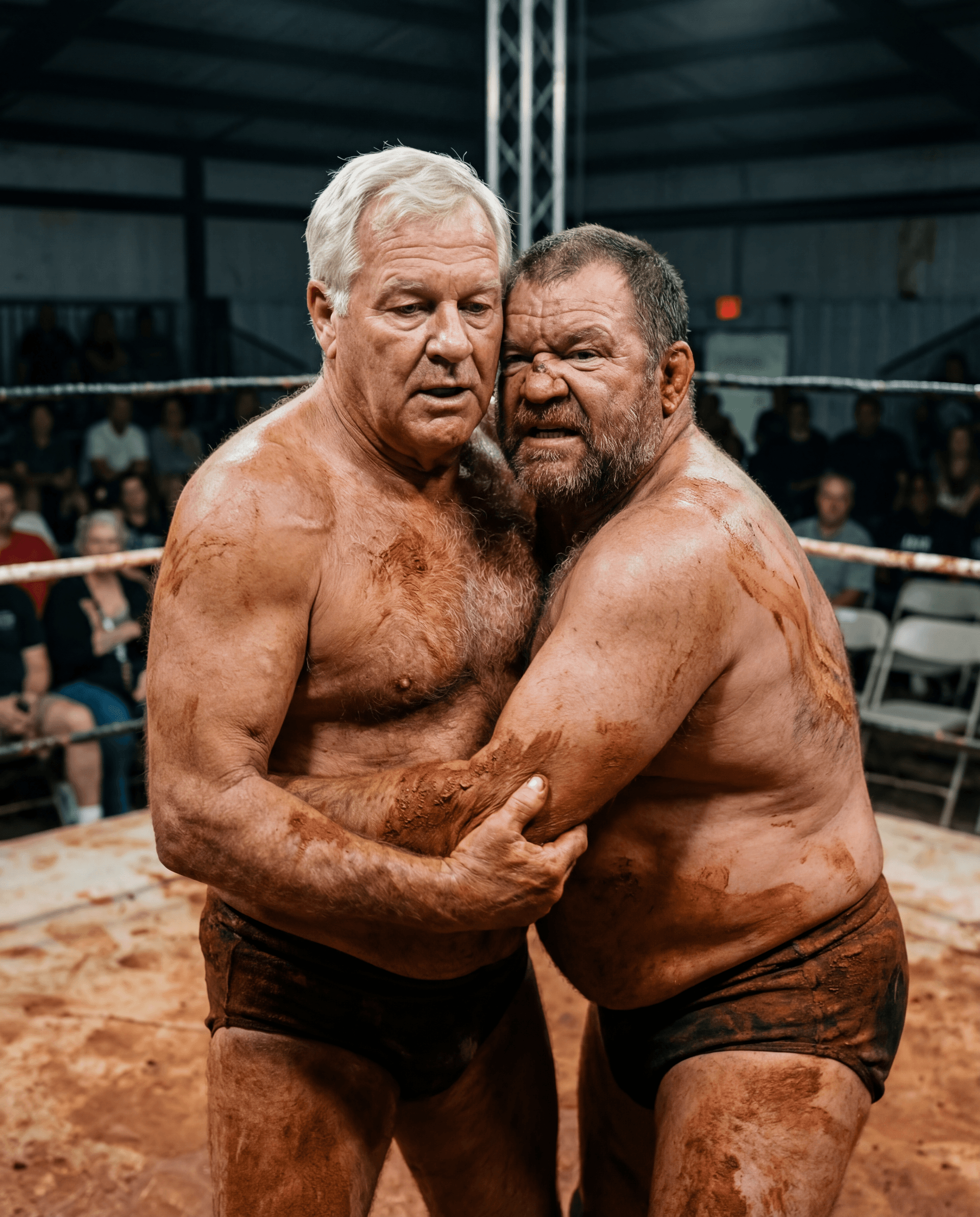 AI generated: RAW DOCUMENTARY SPORTS PHOTOGRAPH
LOCAL AMERICAN RED CLAY MUD WRESTLING — VERTICAL 9:16
ASPECT / OUT...