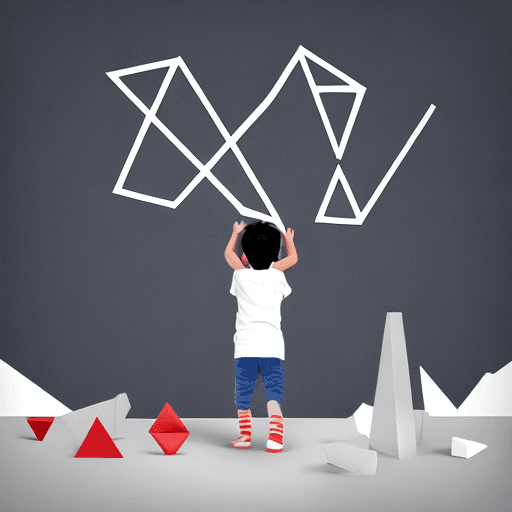 AI generated: illustration how children play with geometric  shapes on white background