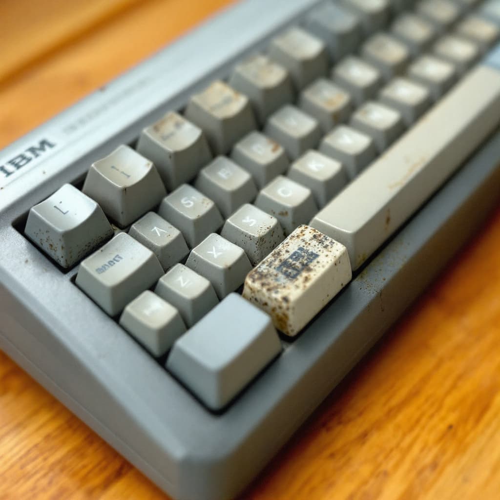 AI generated: IBM 026 keyboard with worn keys --v 7