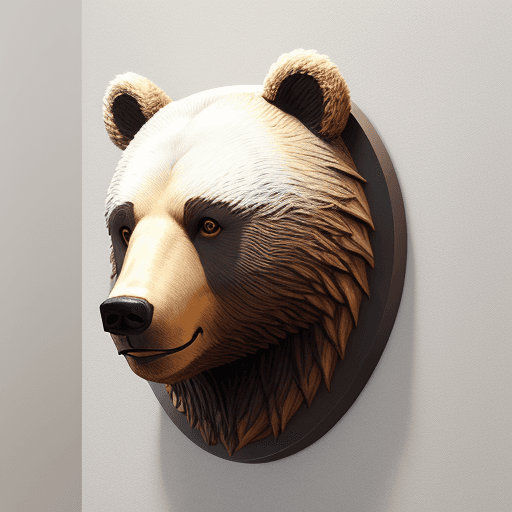 AI generated: bear head wall sculpture white