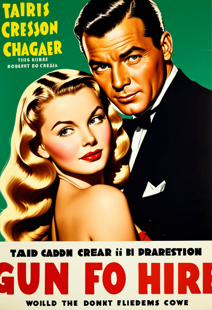 AI generated: The image is a vintage movie poster for the film "This Gun for Hire" starring Veronica Lake, Robert ...