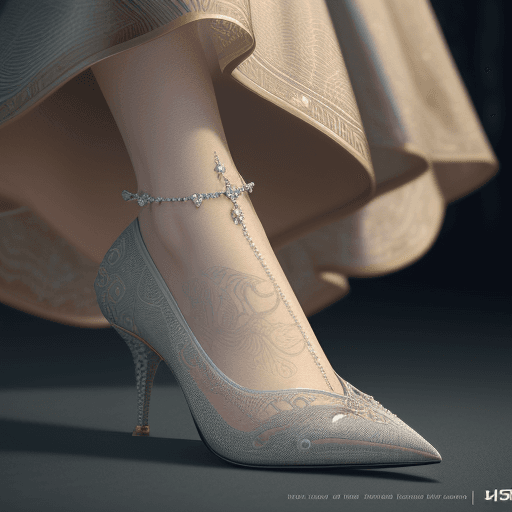 AI generated:  image of a woman's foot wearing a 7 inch high heel shoe with diamonds, 4k, hyper realistic, focused...