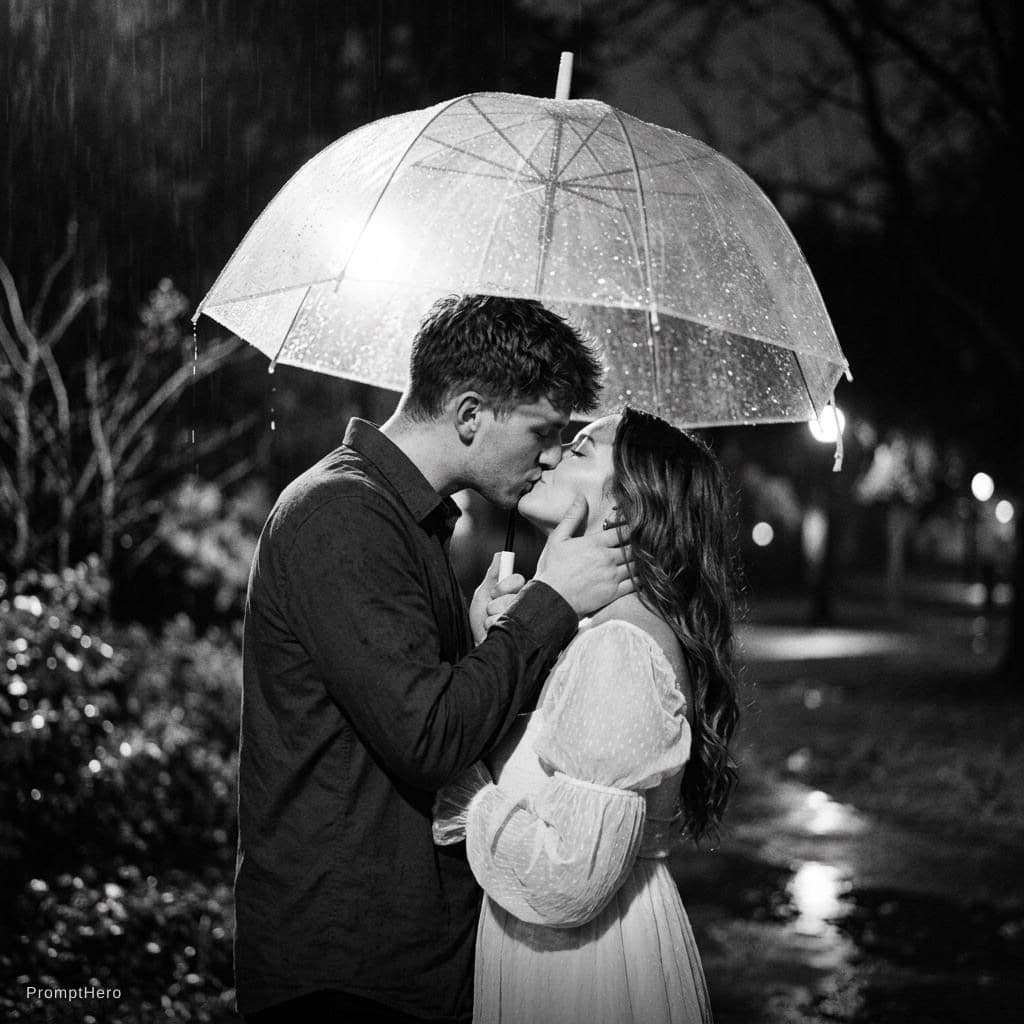 AI generated: photorealistic, exquisite detailed black-and-white photograph captures an intimate moment between a ...